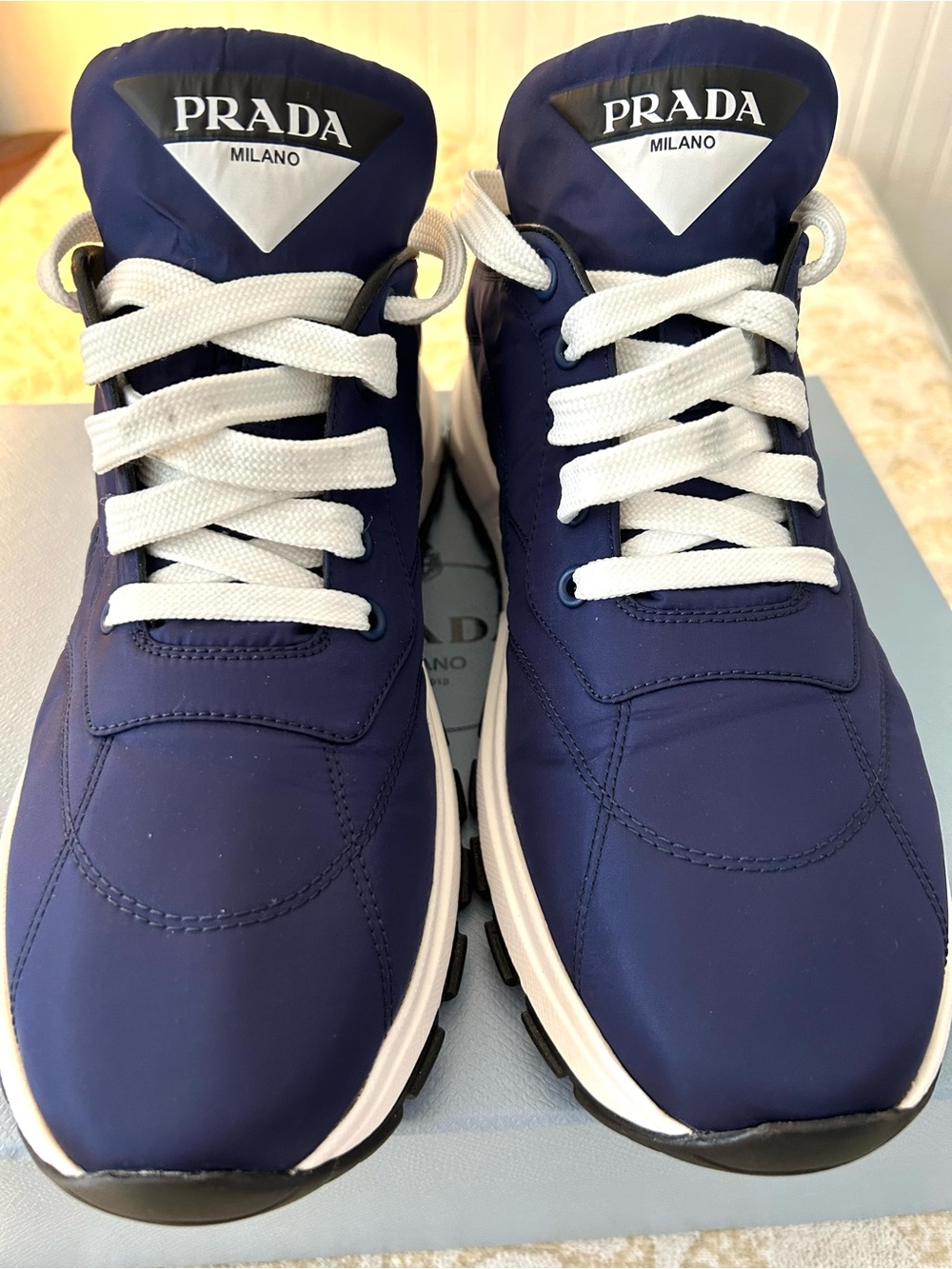 DEAL DEAL DEAL. PRADA Nylon PRAX Sneakers - 1E245L -  Blue White $200 discount - Picture 3 of 12